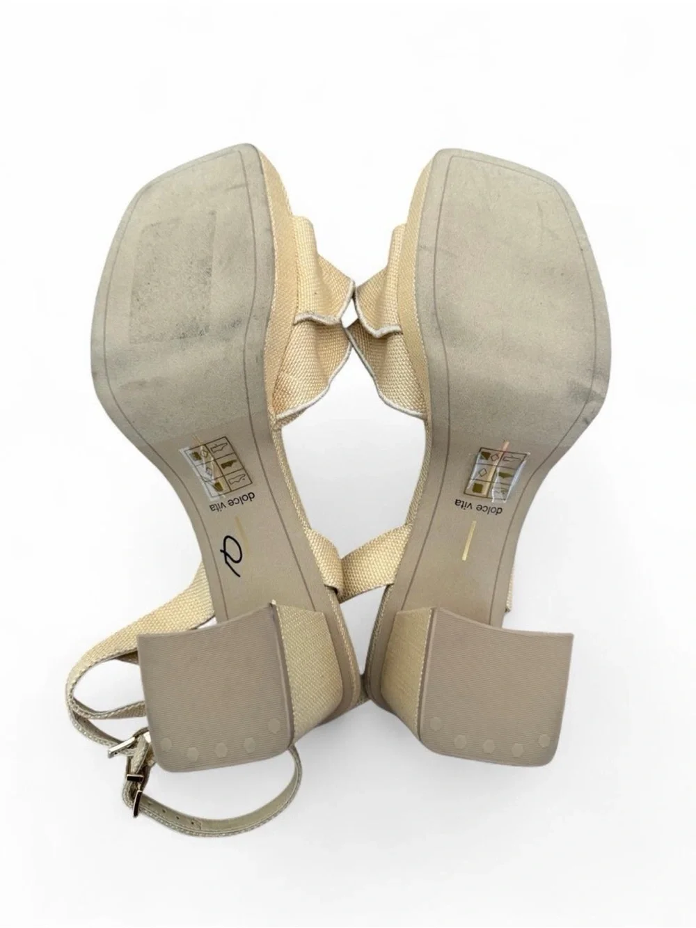 Dolce Vita Beige Platform Ankle-Strap Sandals